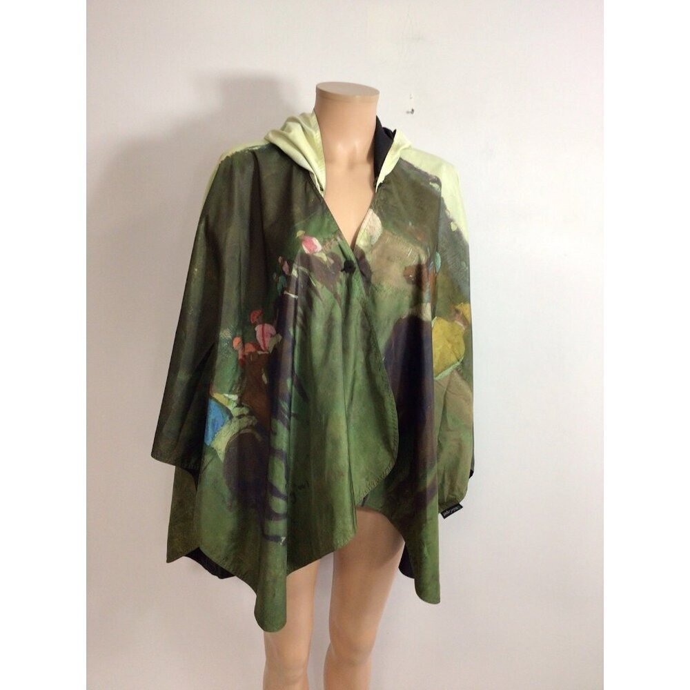 RainCaper Racehorses at Longchamp by Edgar Degas Travel Cape Womens